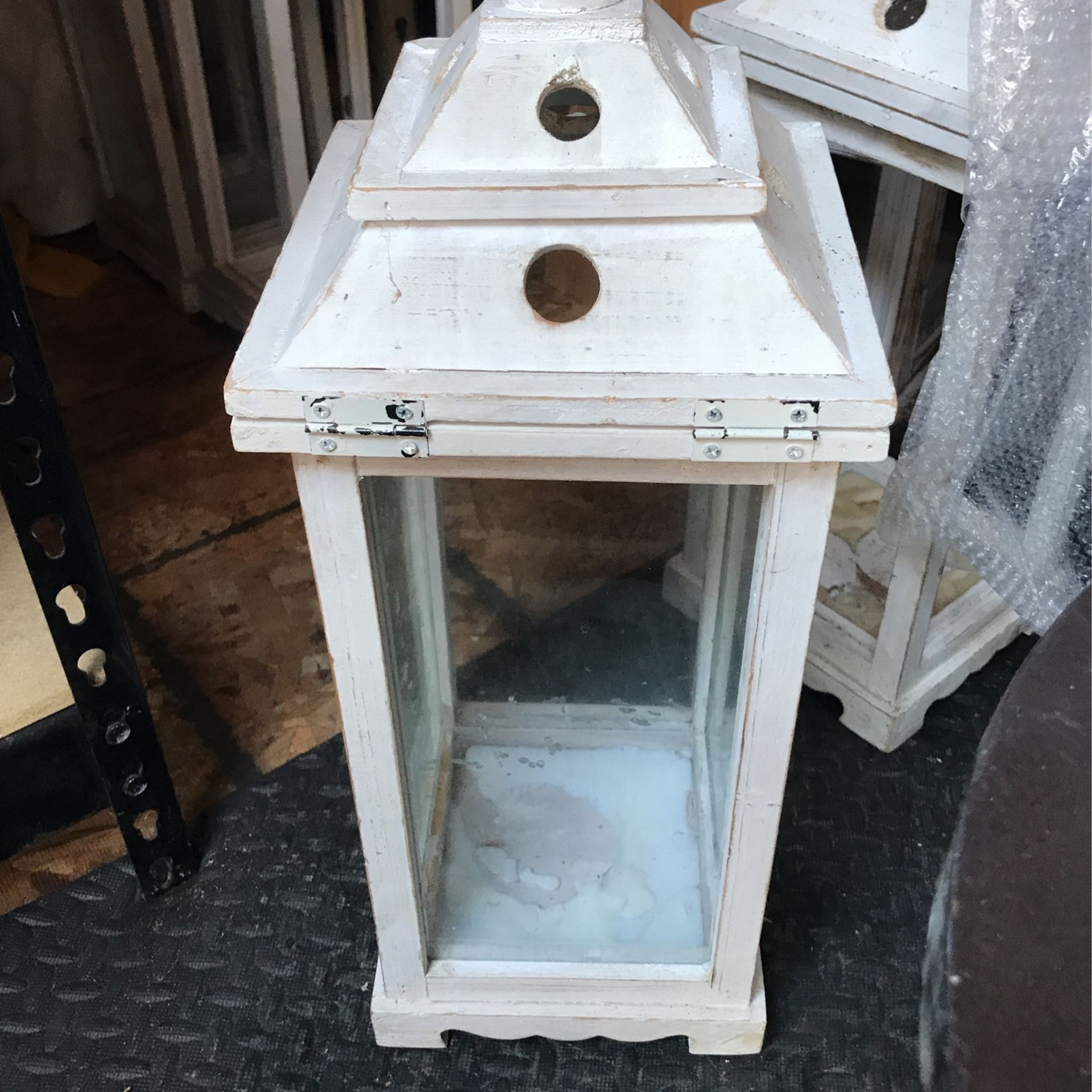 White Wooden Candle Lanterns