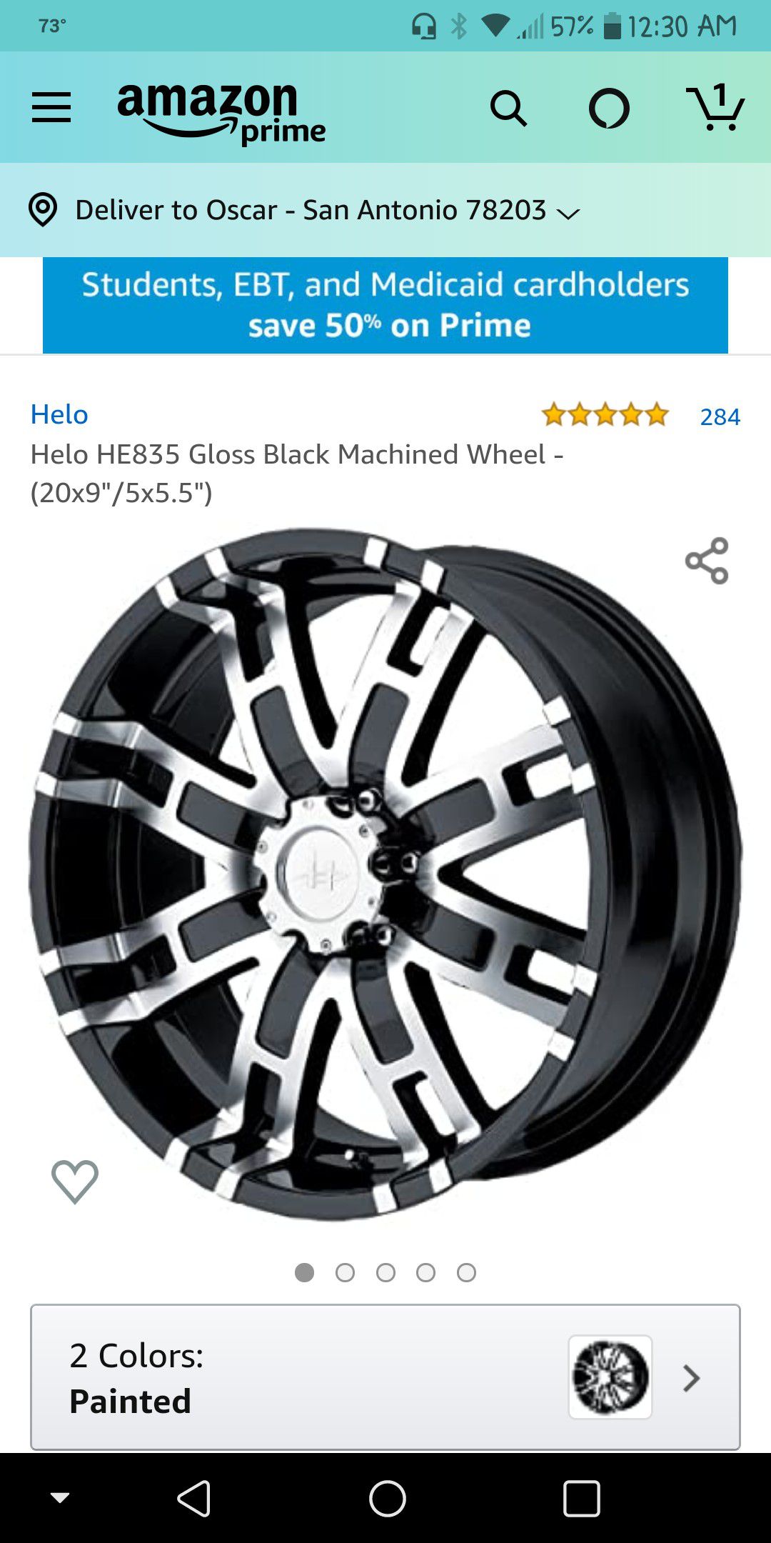 Gloss Black Machined Wheel - (20x9"/6× 5.5 lug") (1 RIM ONLY)
