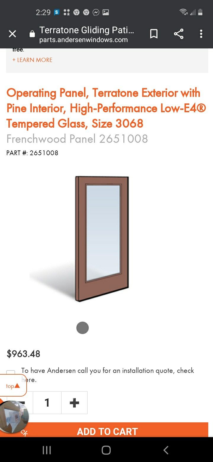 Anderson 400 series pine slider