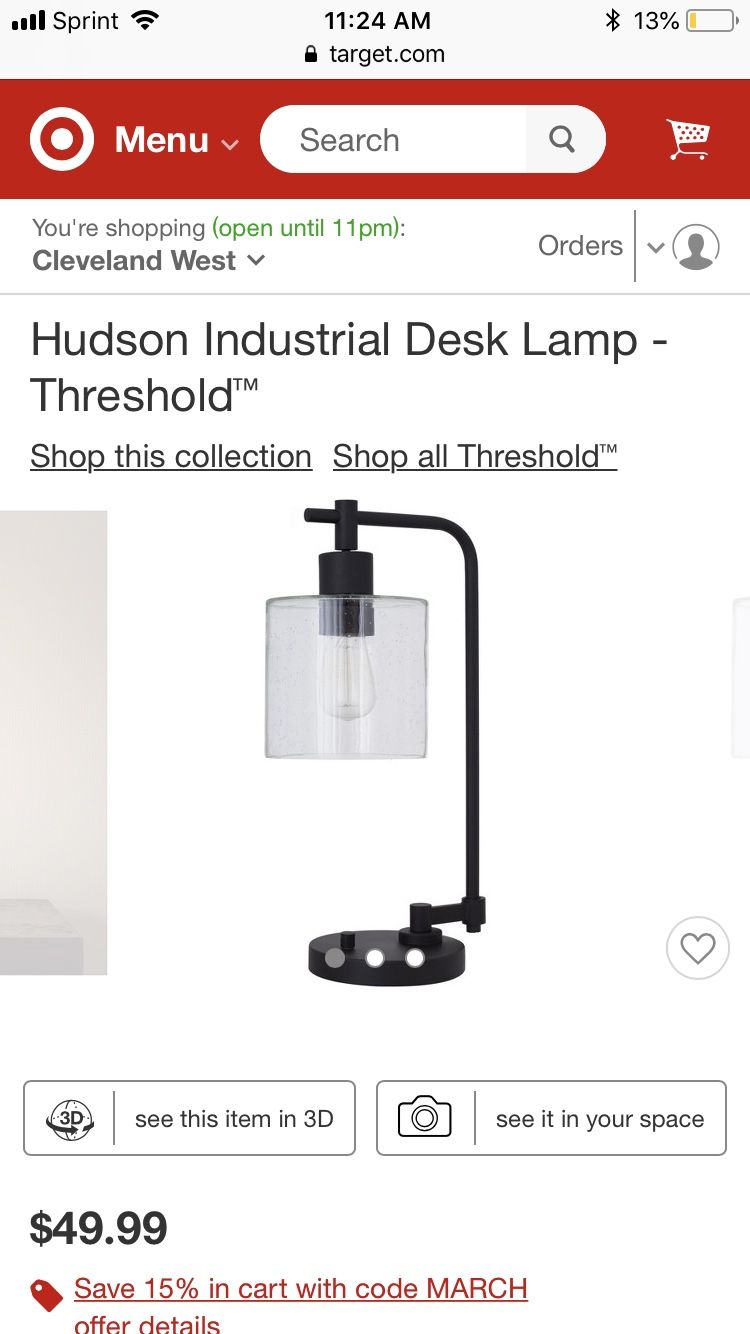 Hudson Industrial Desk Lamp - Black Finish NEW!