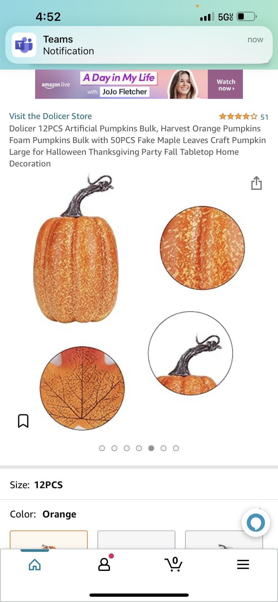 Dolicer 12PCS Artificial Pumpkins Bulk, Harvest Orange Pumpkins Foam Pumpkins Bulk with 50PCS Fake Maple Leaves Craft Pumpkin Large for Halloween Than
