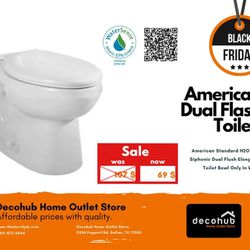 American Standart H2Option Siphonic Dual Flush Elongated Toilet Bowl Only In White  - #10378 -OS Thumbnail