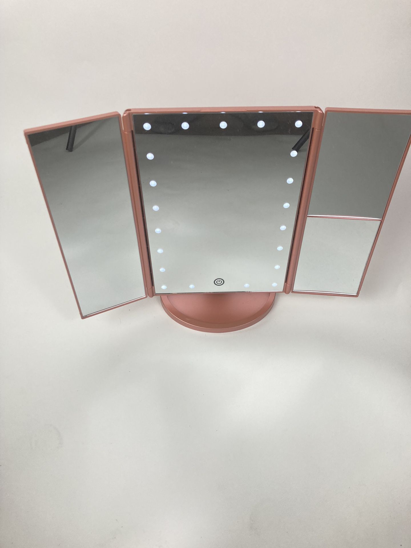 Led Trifold Rose Gold Vanity Mirror 3x/2x/1x Magnification