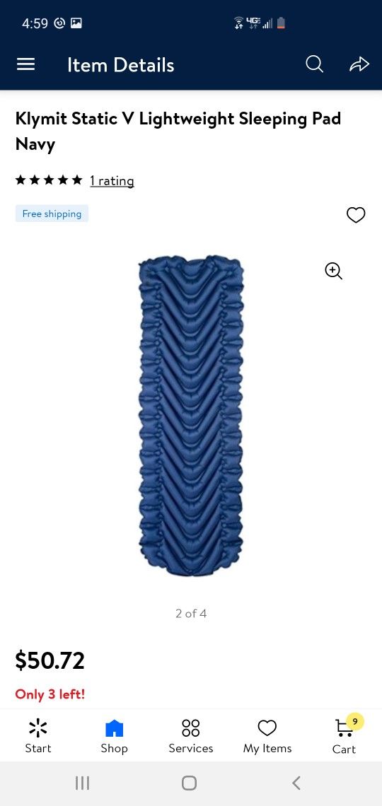 New Klymit Static V Outdoor Camping Sleeping Pad 73×23 In.. Below Retail Price 4left Retails For $55 Selling For $30each ..