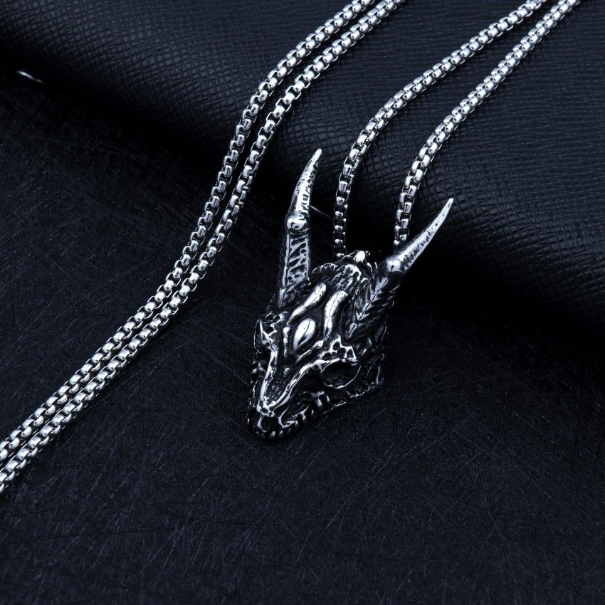 "Retro Horned Warcraft Monster Necklace, BL135