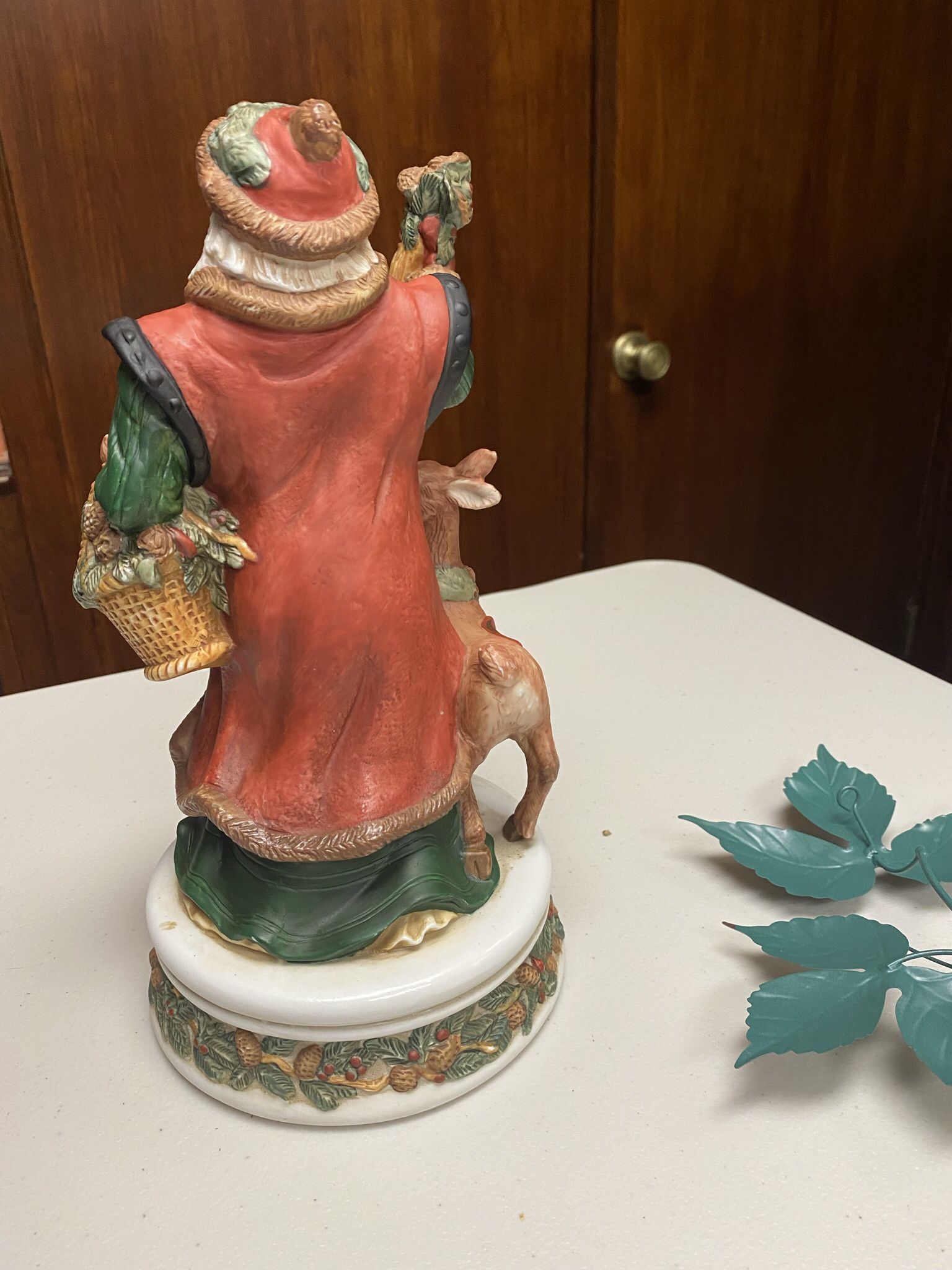 Vintage Musical Old World Santa Figurine with and Deers