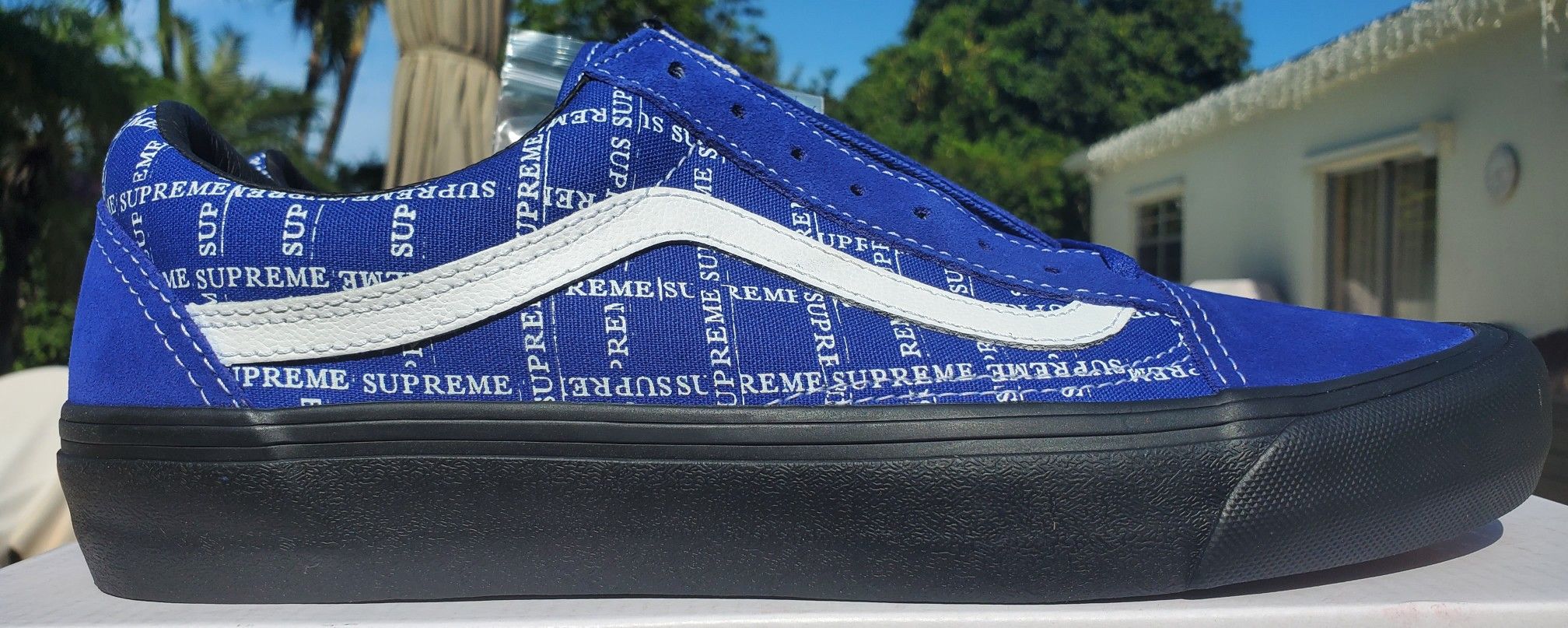 NEW + RECEIPT | Supreme x Vans Old Skool Pro "Blue Grid Logo" Size 10