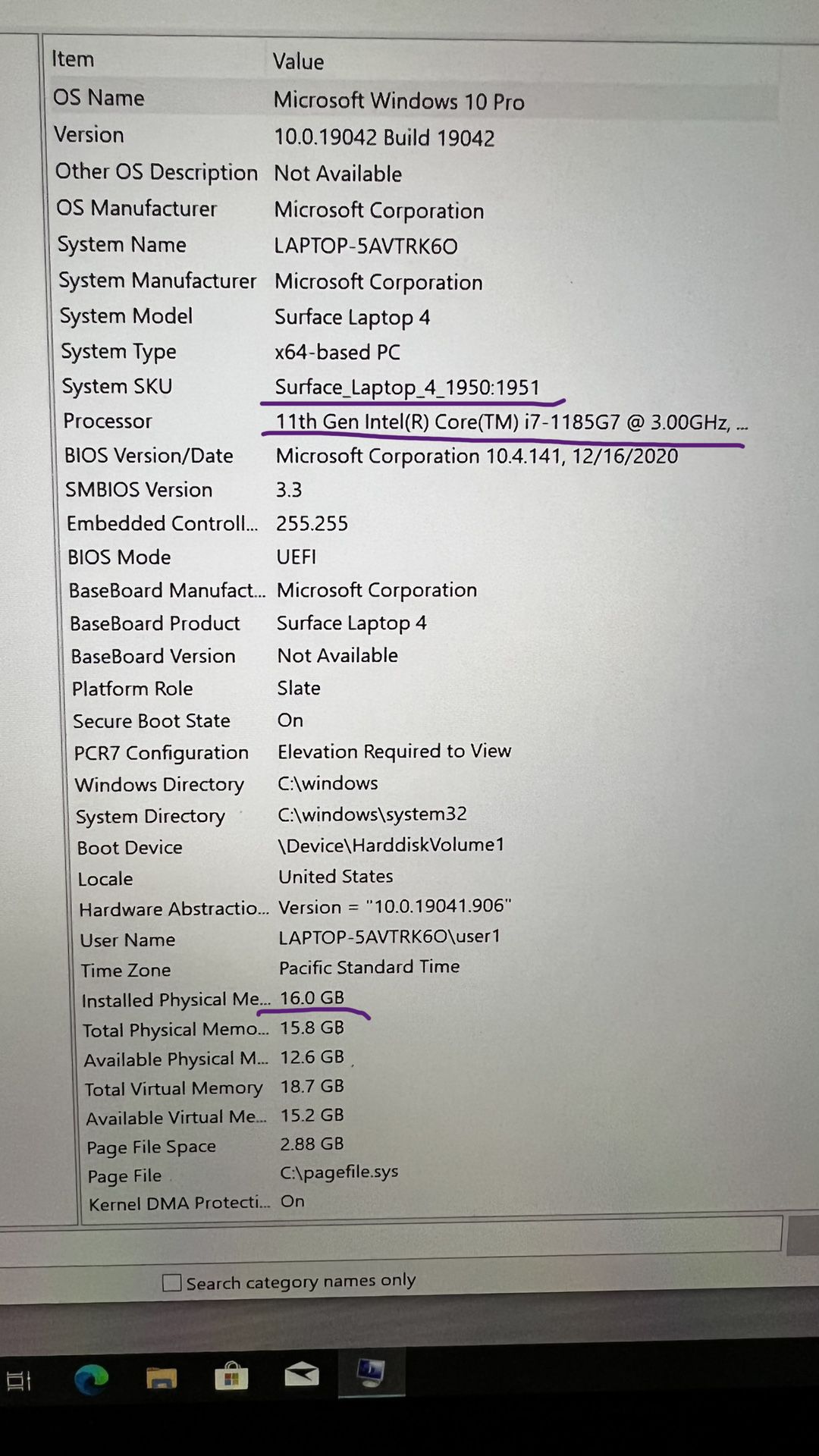 Microsoft surface Pro laptop Gen 4  i7