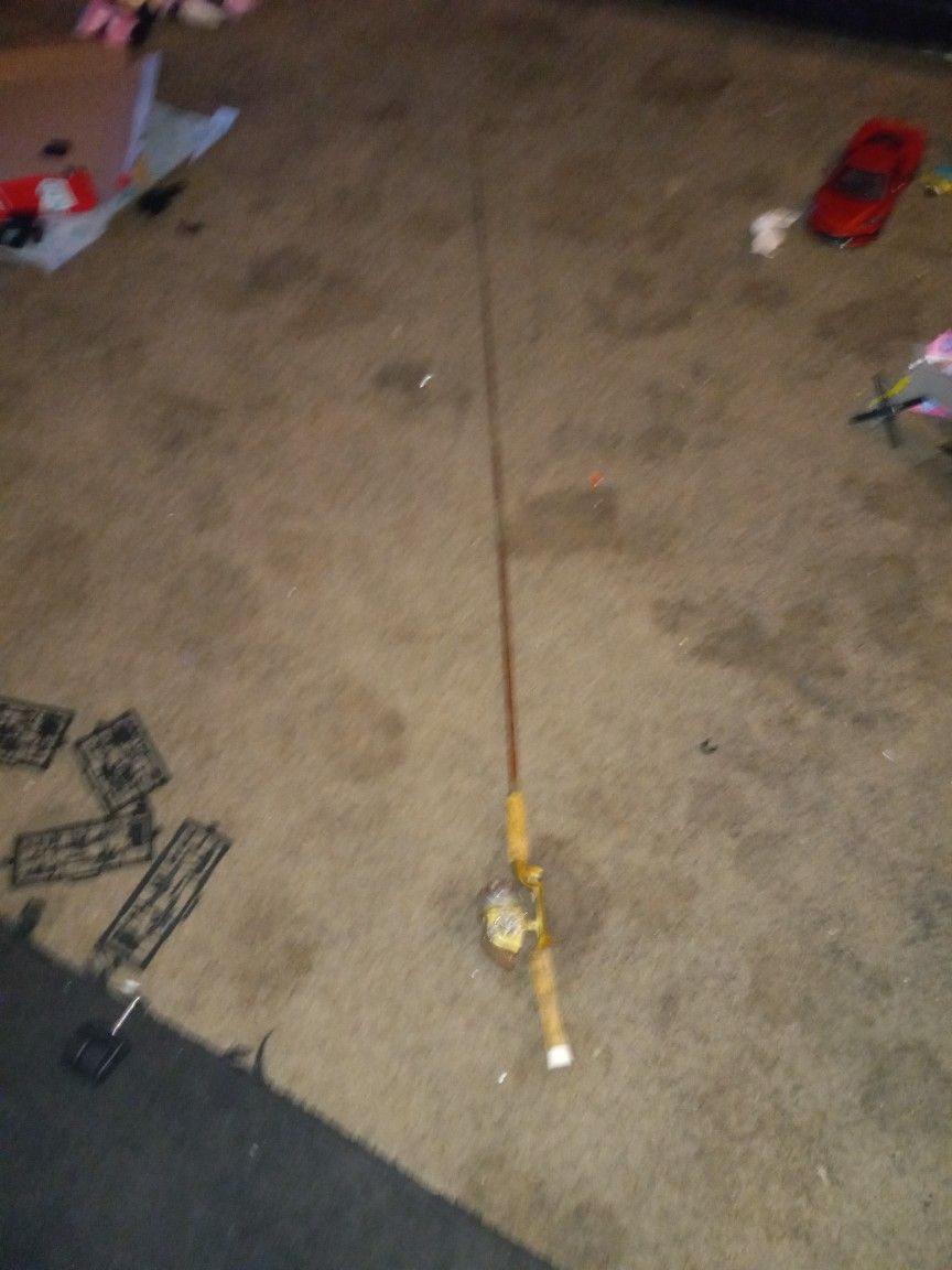 Vintage Brass Fishing Rod And Reel