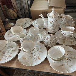 Lefton China Tea Dessert Set For14 People With Tea Kettle , Creamer And Suger. Thumbnail