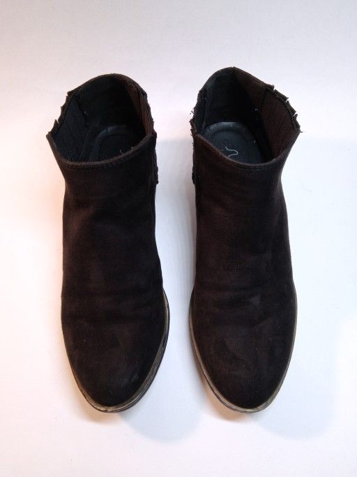 SUGAR Black Low Block Heel Ankle Boots Booties Microfiber Faux Suede Womens 6M