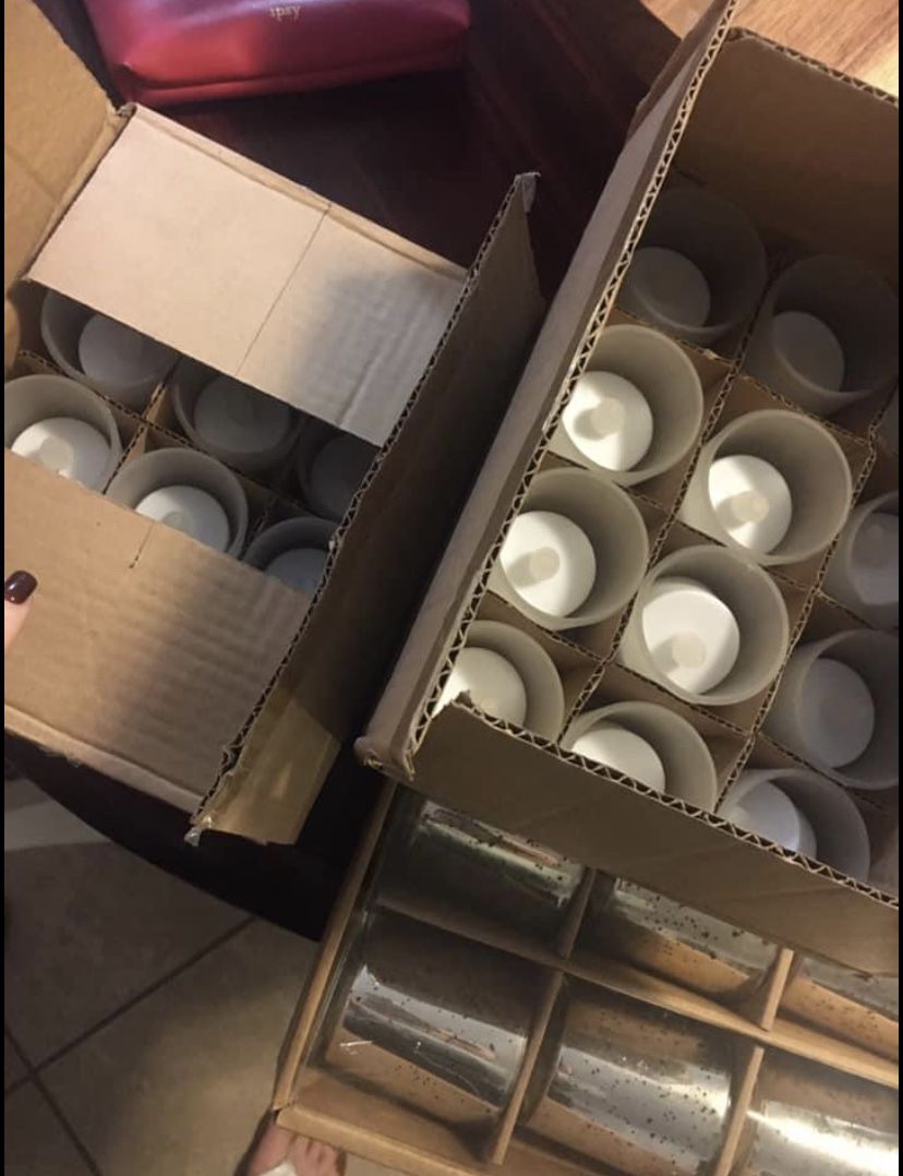 28 frosted white votives w/ tea light candles
