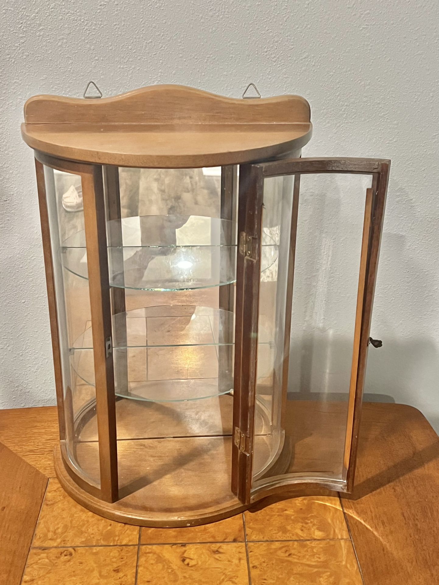 Vintage Miniature Vitrine Display Curved Glass Sides Curio Cabinet Wall Decor Storage