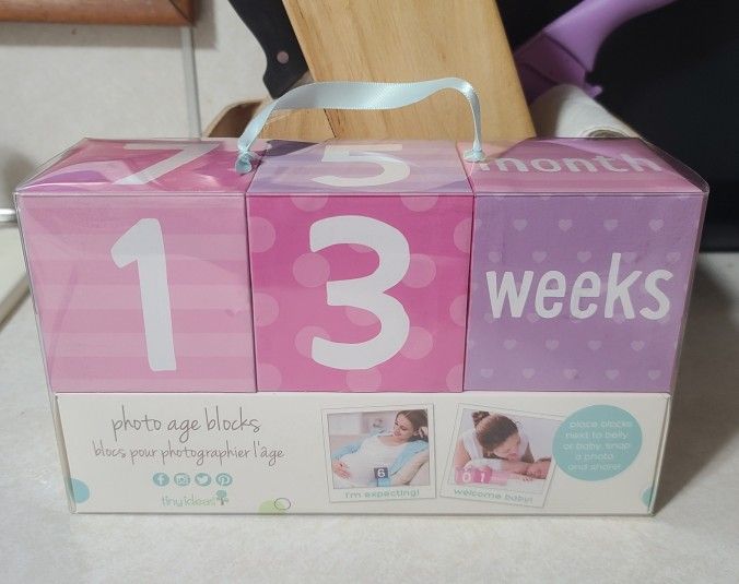 Photo Sharing Baby Age Milestone Blocks pink