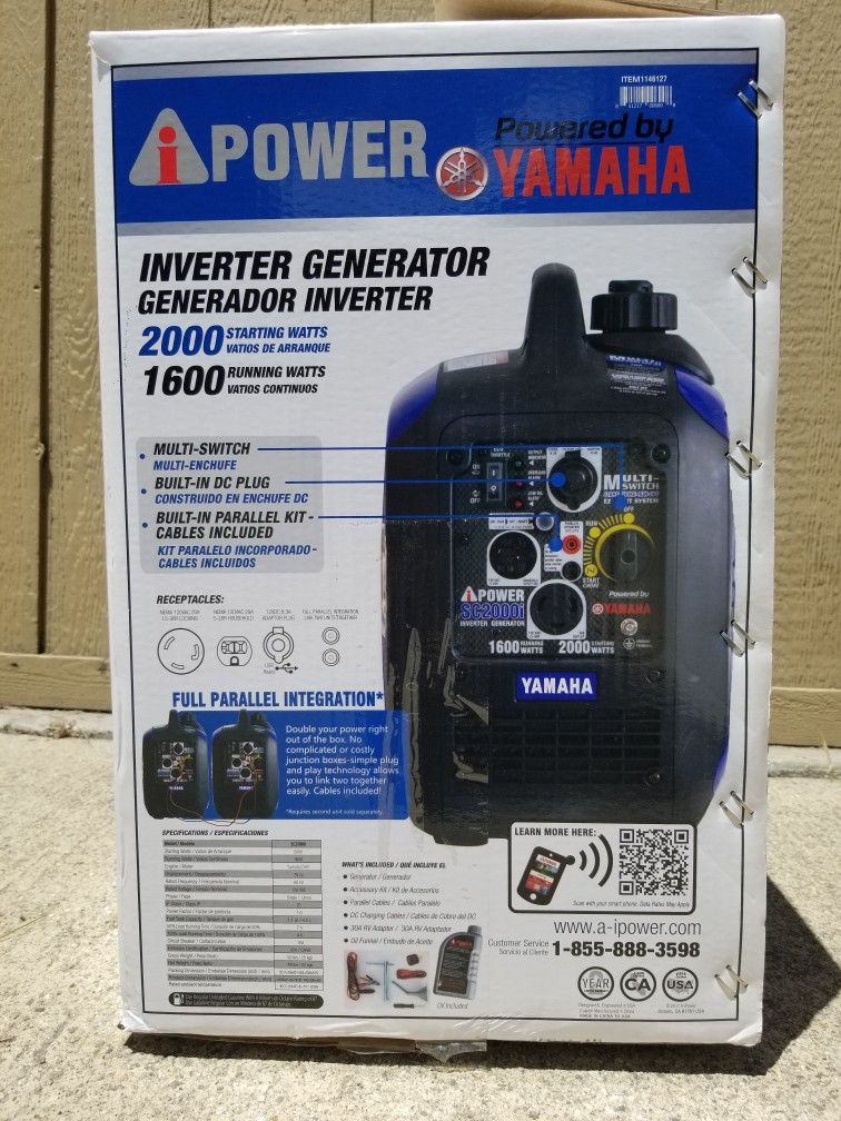 GENERATOR INVERTER YAMAHA POWERED SC2000I SILENT STARTS FIRST PULL