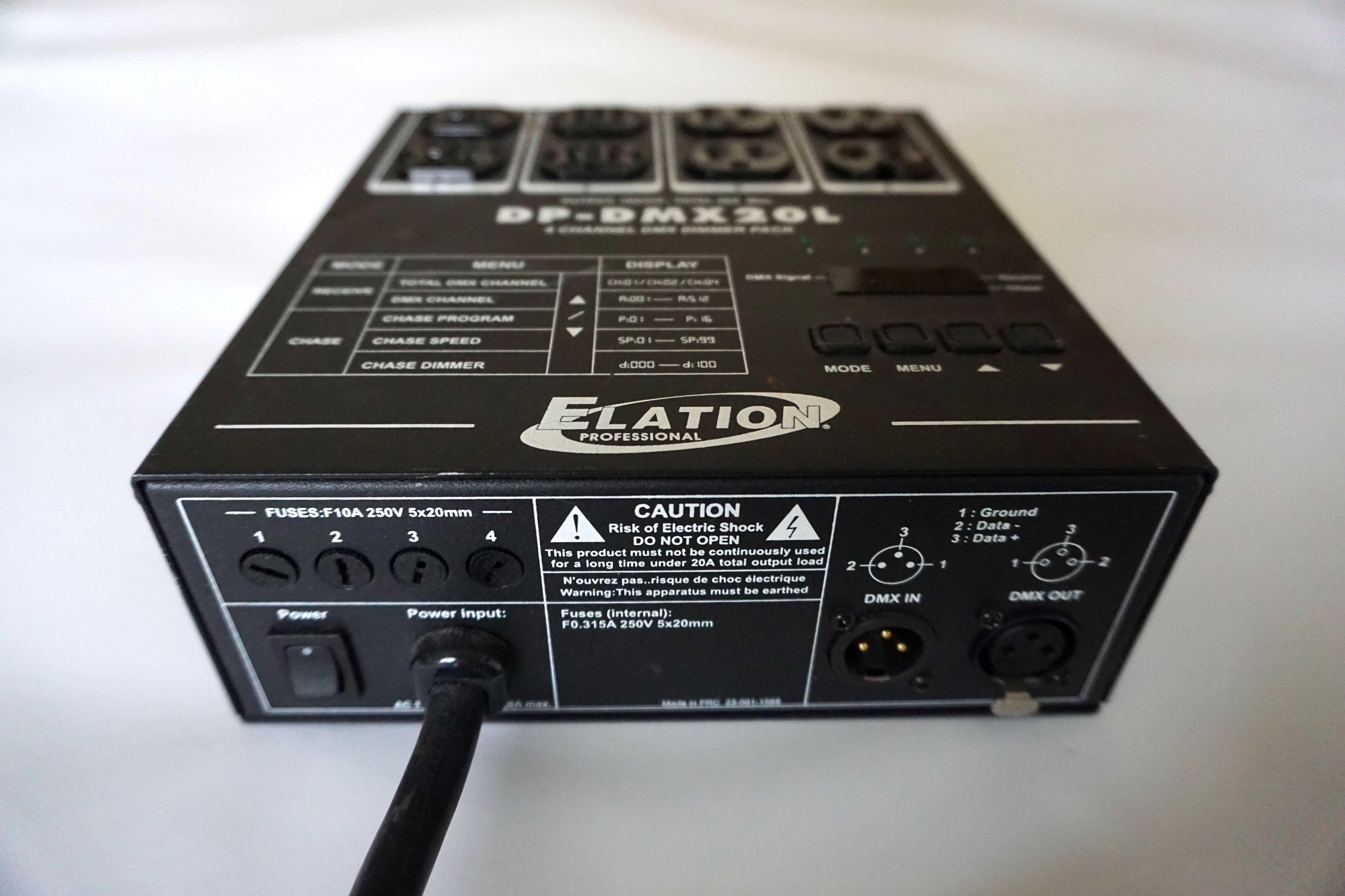 Elation DPDMX20L 4 ch DMX Dimmer Pack with 16 built in Chases Scenes