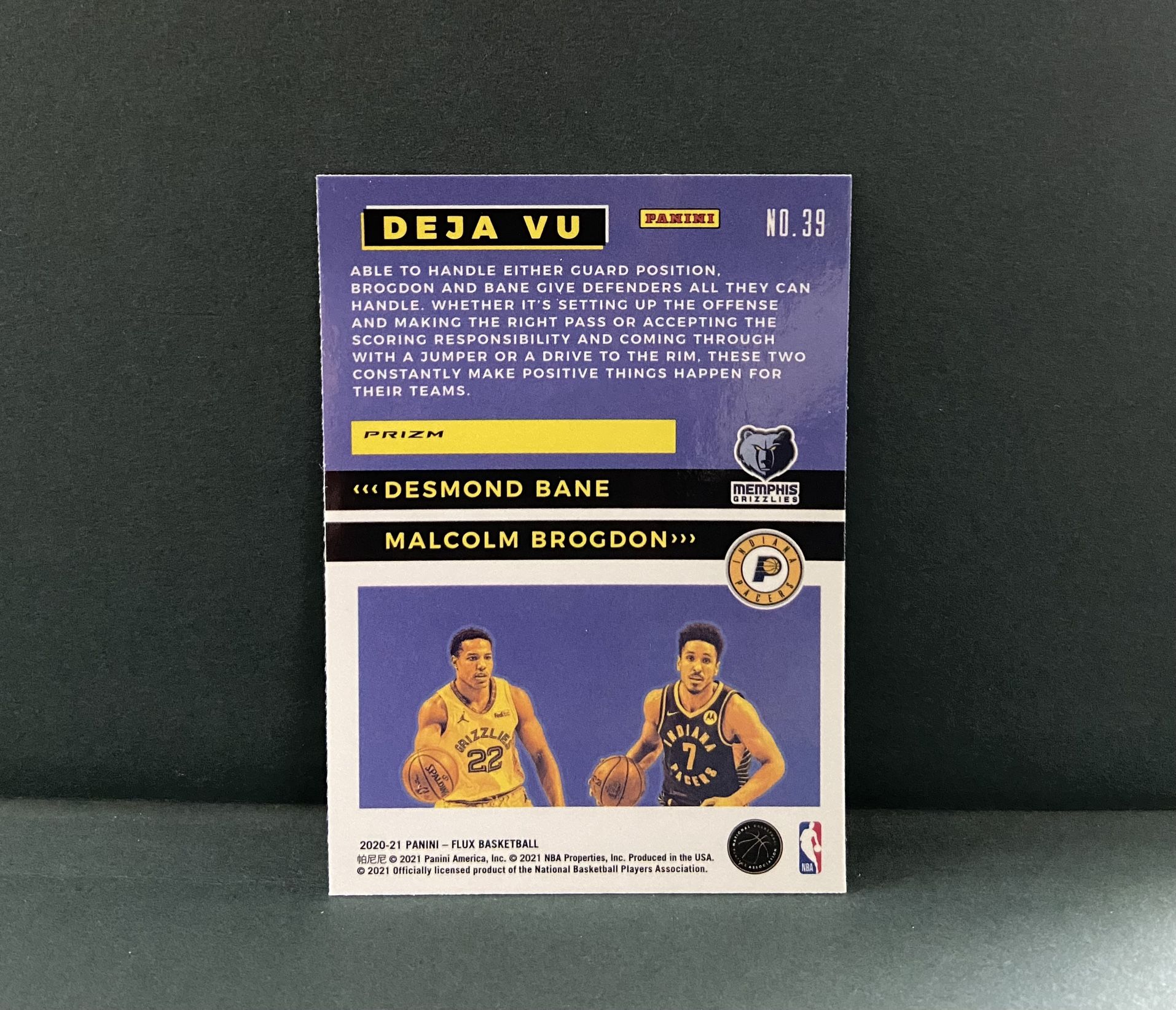 2020-21 Flux Basketball Desmond Bane/Malcolm Brogdon Deja Vu Prizm Insert #39