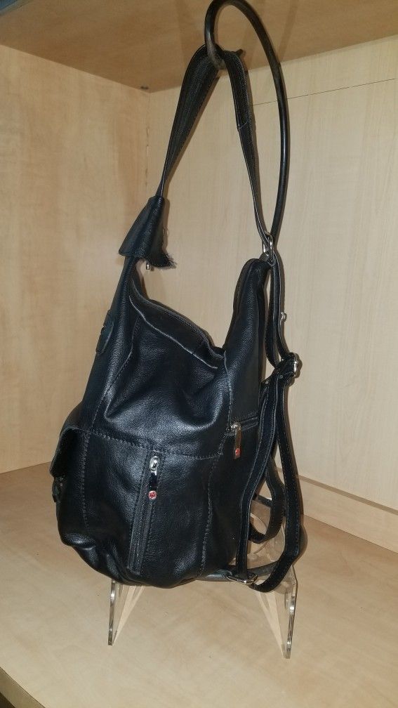 Alpine Swiss Leather Carrying Bag/backpack