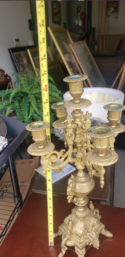 5 Arm Brass Candelabra