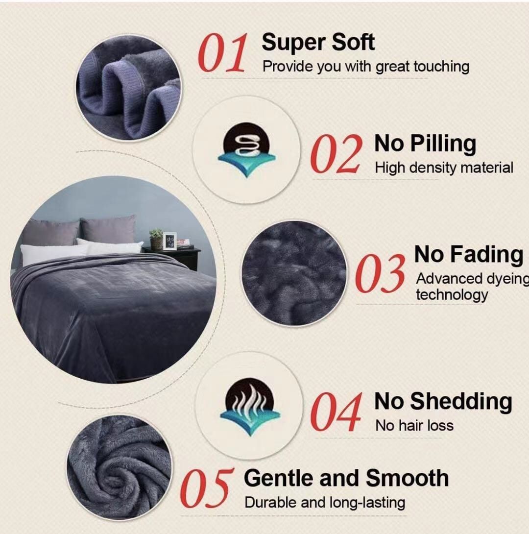 EASELAND Soft Queen Size Blanket All Season Warm Microplush Lightweight Thermal Fleece Blankets for Couch Bed Sofa,90x90 Inches,Dark Gray