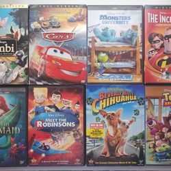 8 Disney Pixar DVD Lot Kids Family Movies Bambi Toy Story Mermaid Cars Chihuahua Thumbnail