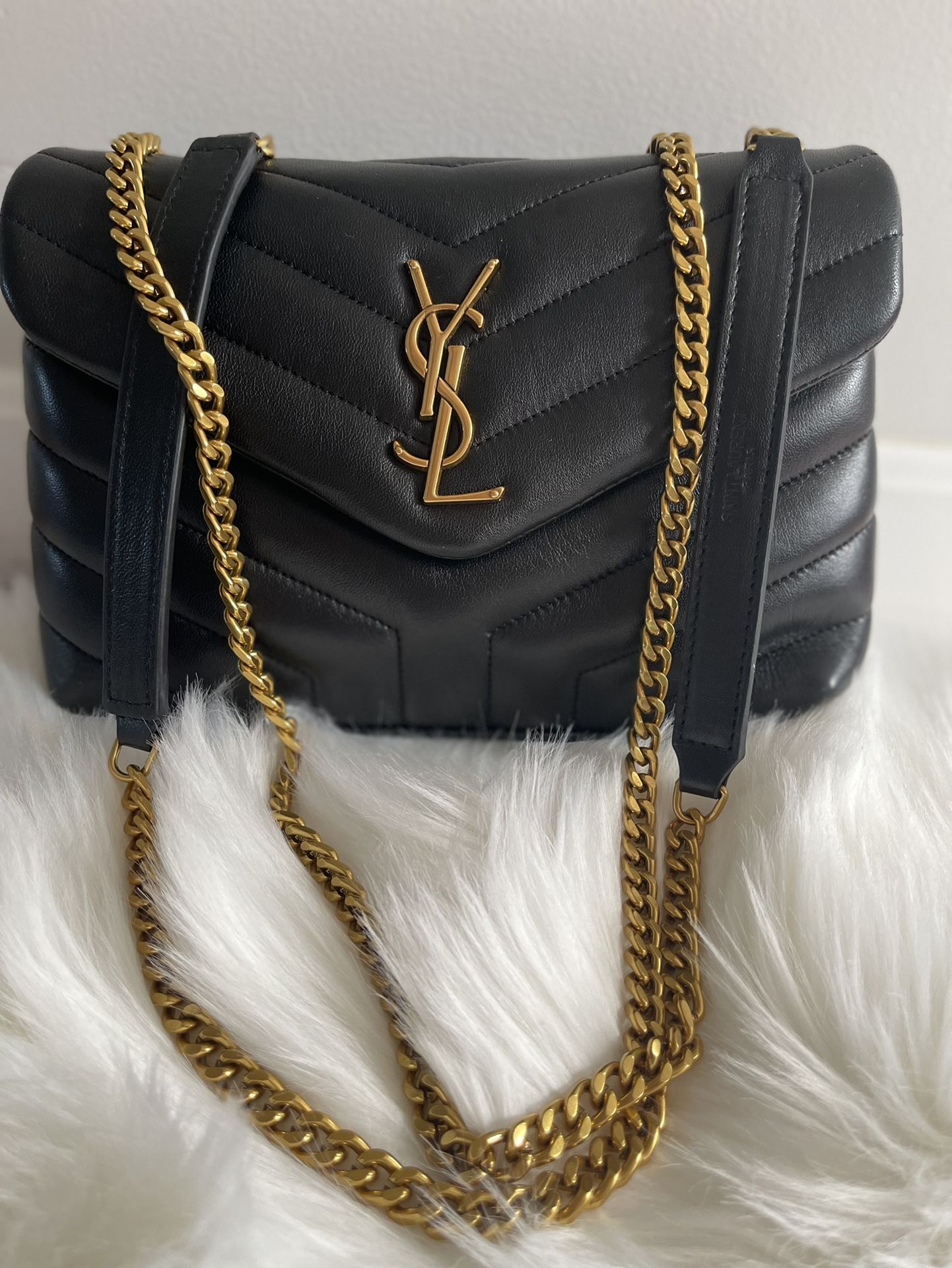 Black %100 High Quaility Leather Y S L Women Shoulder Bags