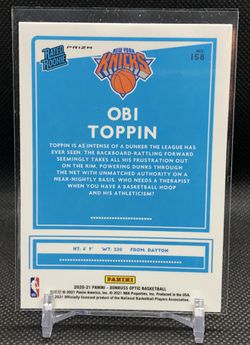 2020-21 Obi Toppin Optic Holo RC Rookie New York Knicks  Thumbnail