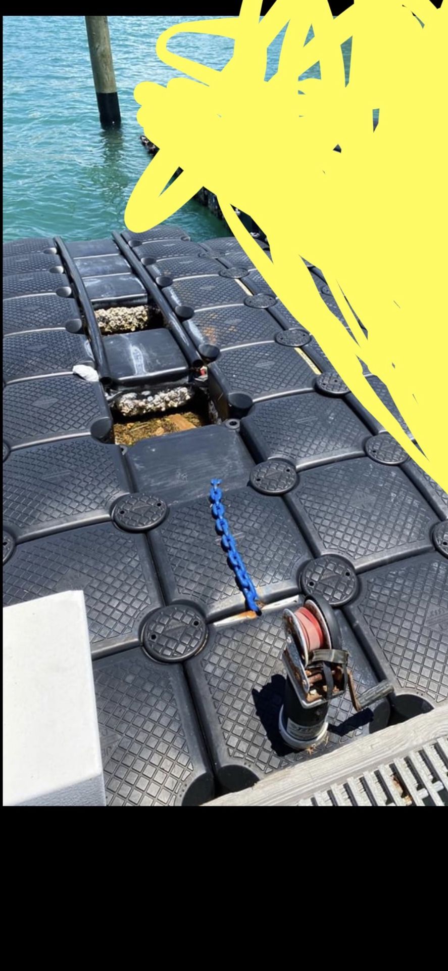 Jetdock JetSki floating dock with winch cube. . Is 1 extra row long, 3