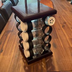 Solid Wood & Chrome Turntable Spice Rack Thumbnail