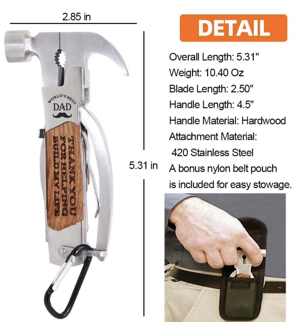 NEW! Gifts for Dad from Daughter Son Fathers Day, Unique Birthday Gift Ideas for Men Him, Cool Gadget, Christmas Gifts Stocking Stuffer for Men, Hamme