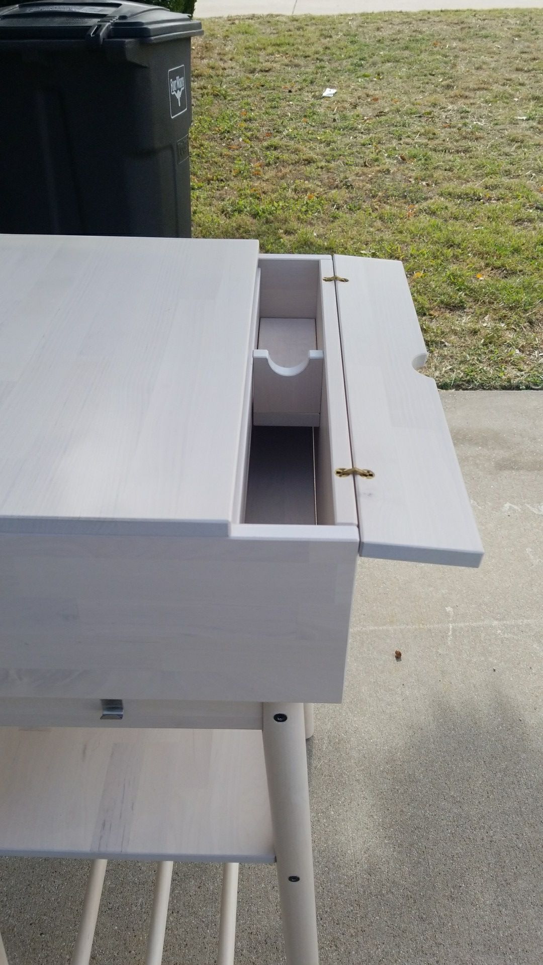 Wood Bar Height Mail Organizer or Minimalist Desk. Ikea Knotten Desk