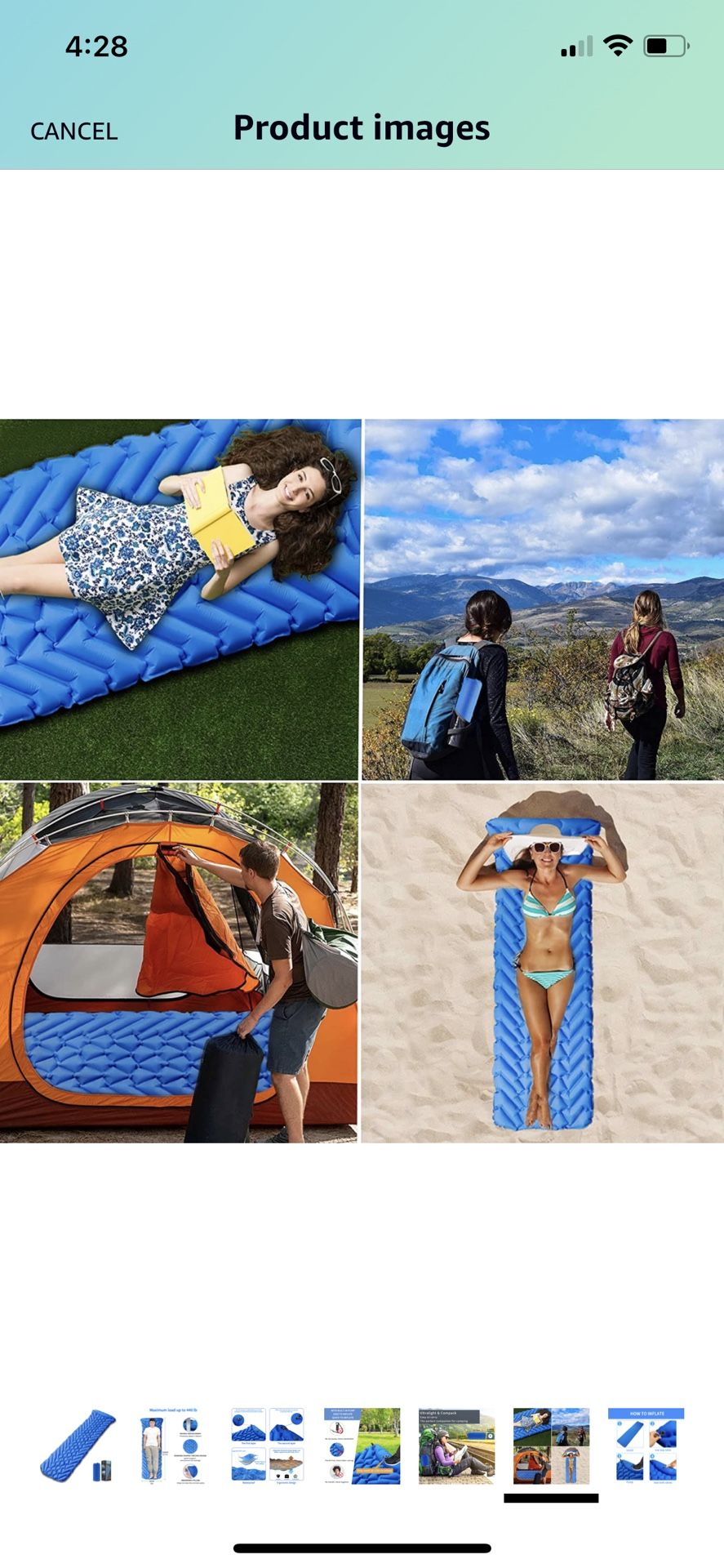 Camping Sleeping Pad Mat, Ultralight Sleeping Pads for Backpacking, Hiking Air Mattress - Extra Long, Lightweight, Inflatable & Compact Camp Sleep Mat