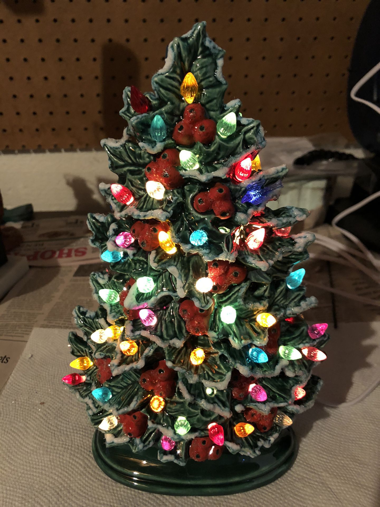 Holly Christmas Tree 11 Inches Tall 18 Inches Around. Great Christmas Gift! New$45.00 Handmade