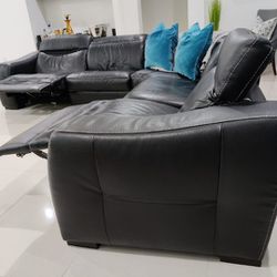 SOFA GENUINE LEATHER 100% REAL LEATHER RECLINER MANUAL DORADO FURNITURE.. DELIVERY SERVICE AVAILABLE 🚚 Thumbnail