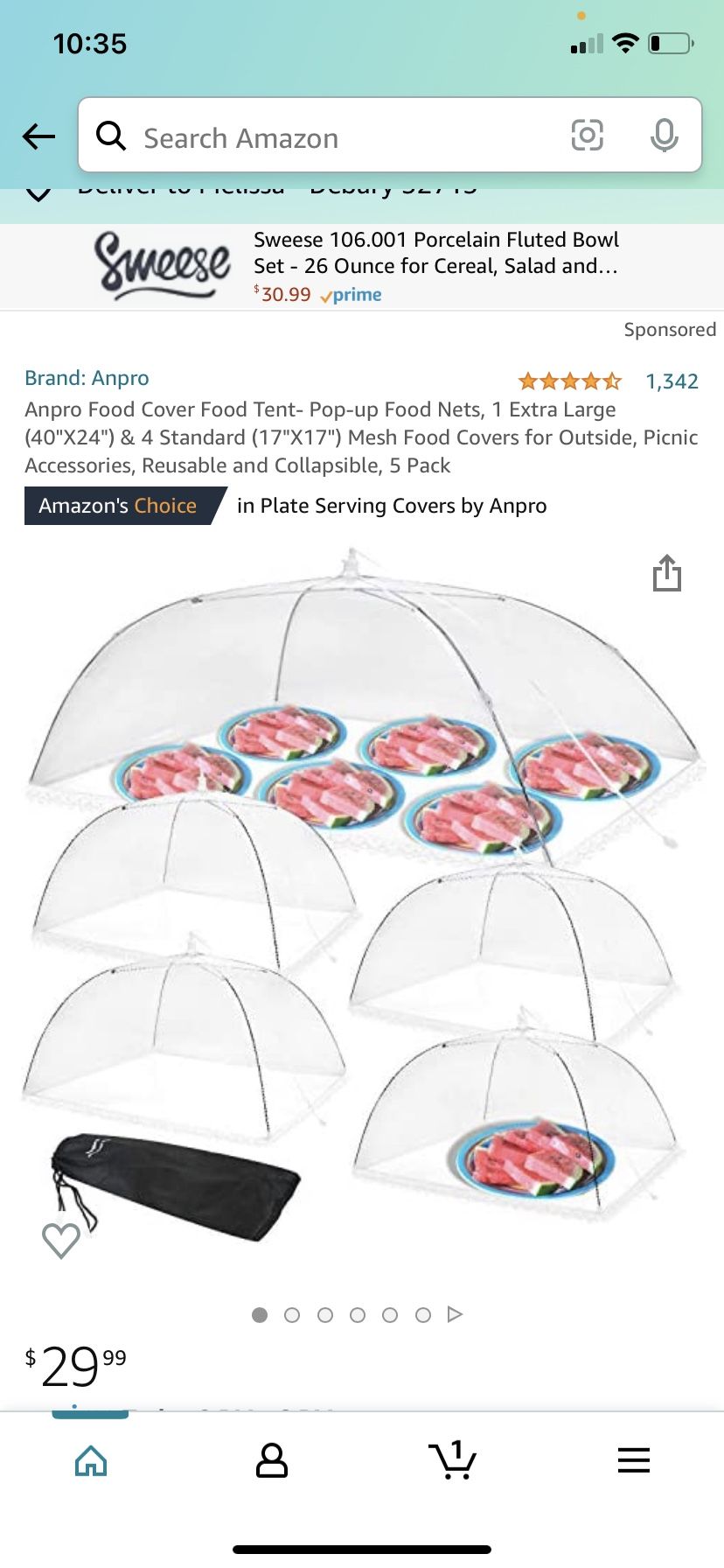 Anpro Food Cover Food Tent- Pop-up Food Nets, 1 Extra Large (40"X24") & 4 Standard (17"X17") Mesh Food Covers for Outside, Picnic Accessories, Reusabl