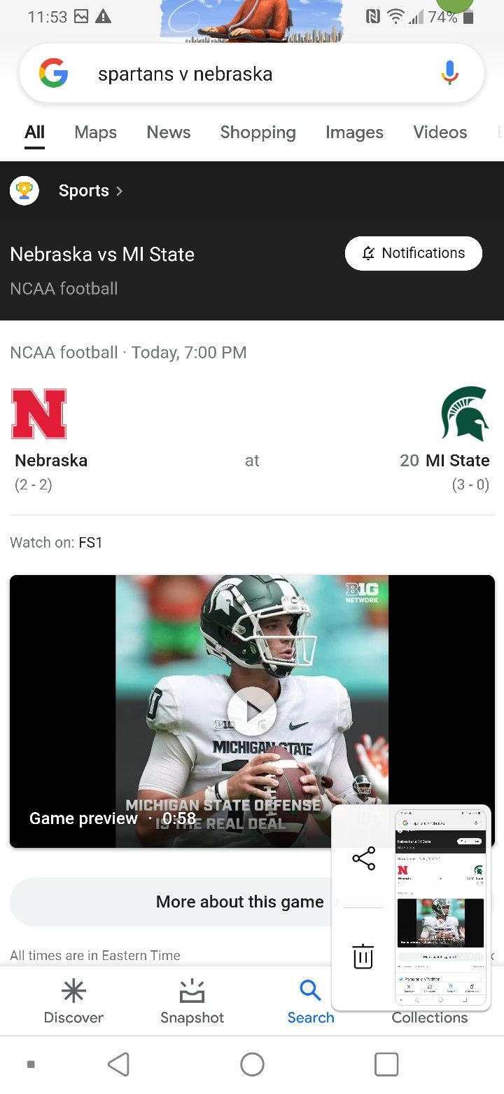 2-4 Spartan Football Tix Tonights Game V Nebraska 7pm