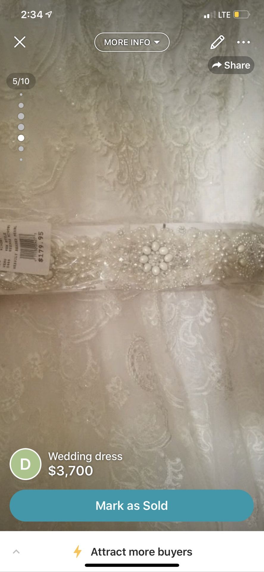 Wedding dress. Never worn. Just want it out of my closet.