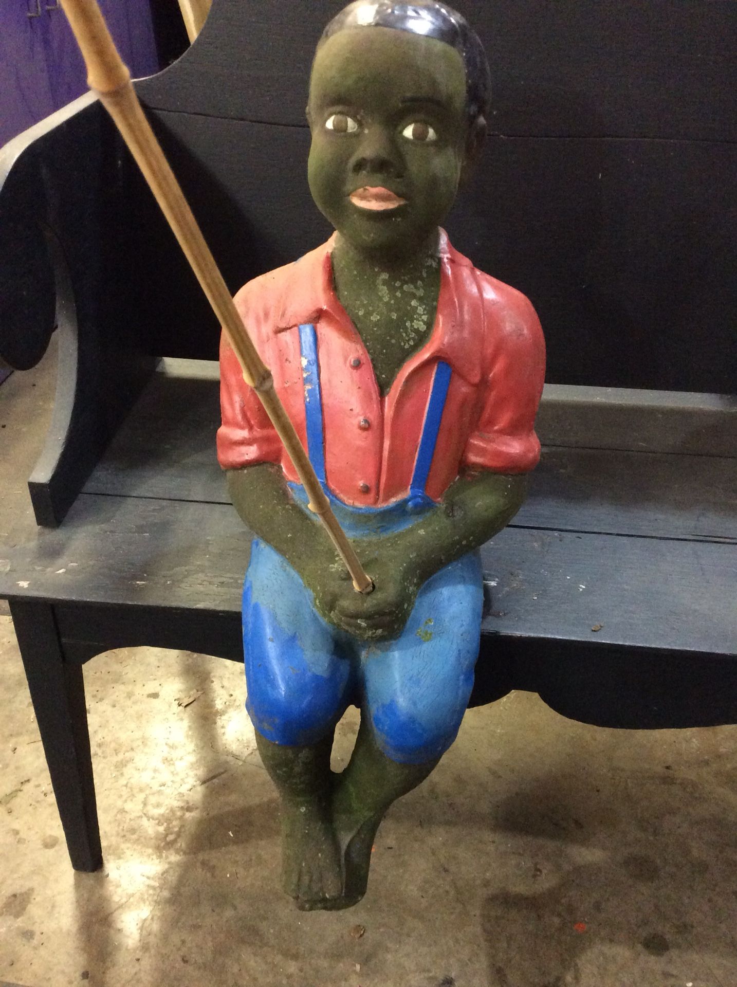 Vintage Black Americana Concrete Boy Fishing Garden Statue for Sale in Kenosha, WI OfferUp