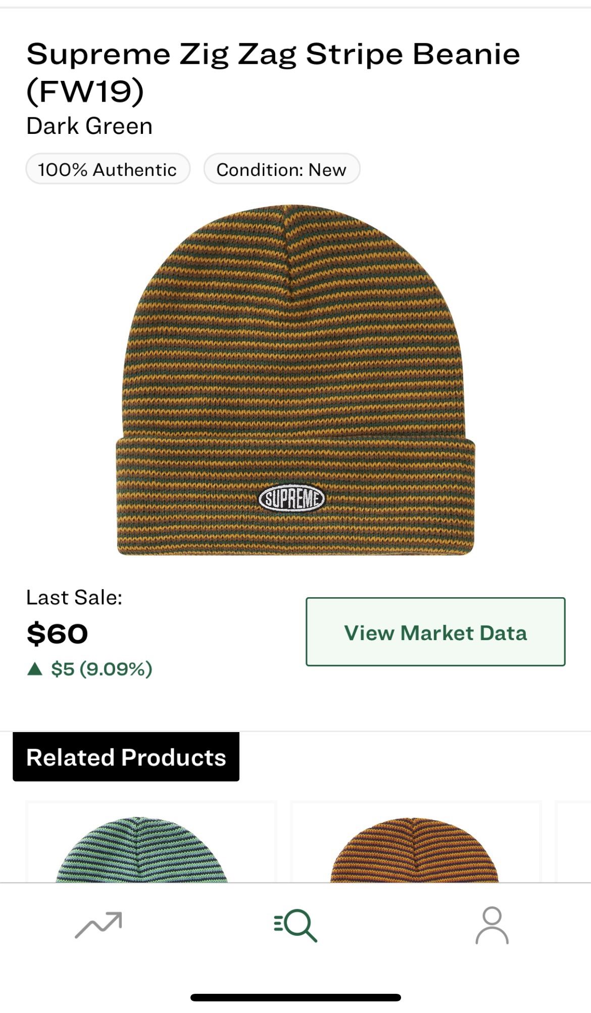 Supreme Zig-Zag Strip Beanie (Dark Green)