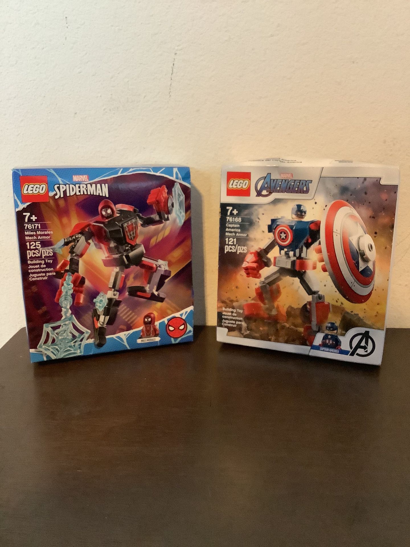 2 Marvel lego Sets Miles Morales/ Captain America Mech Set