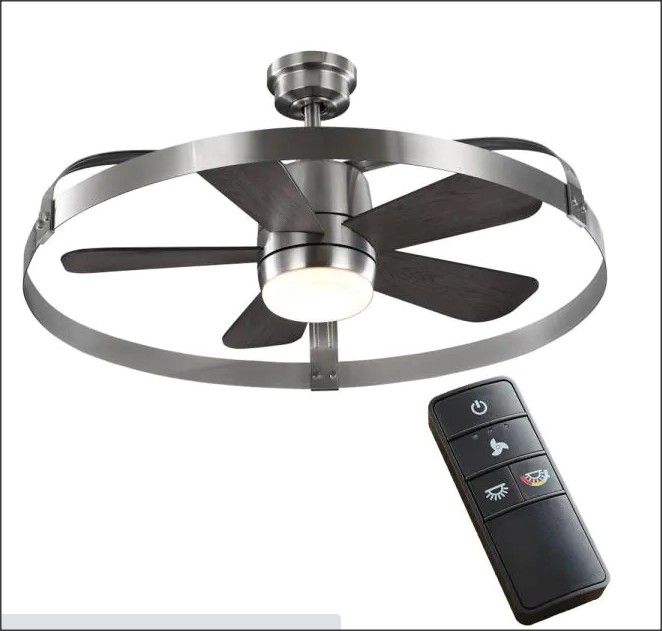 Harrington 36 in. White Color Changing Integrated LED Brushed Nickel Ceiling Fan with Light Kit and Remote Control