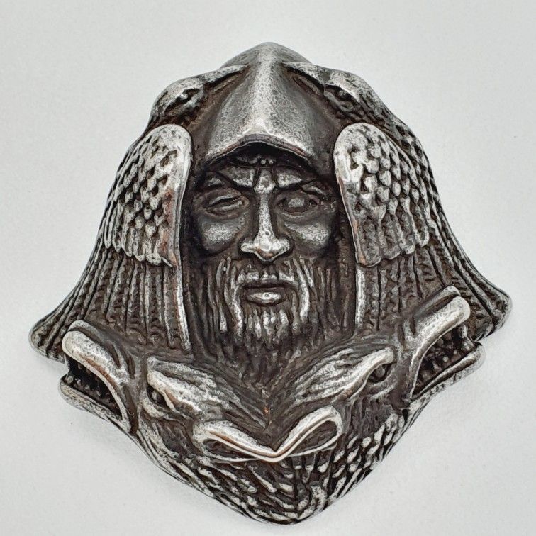 "Odin Head Crow Wolf Gothic Stainless Steel Pendant Necklace, GP1231226