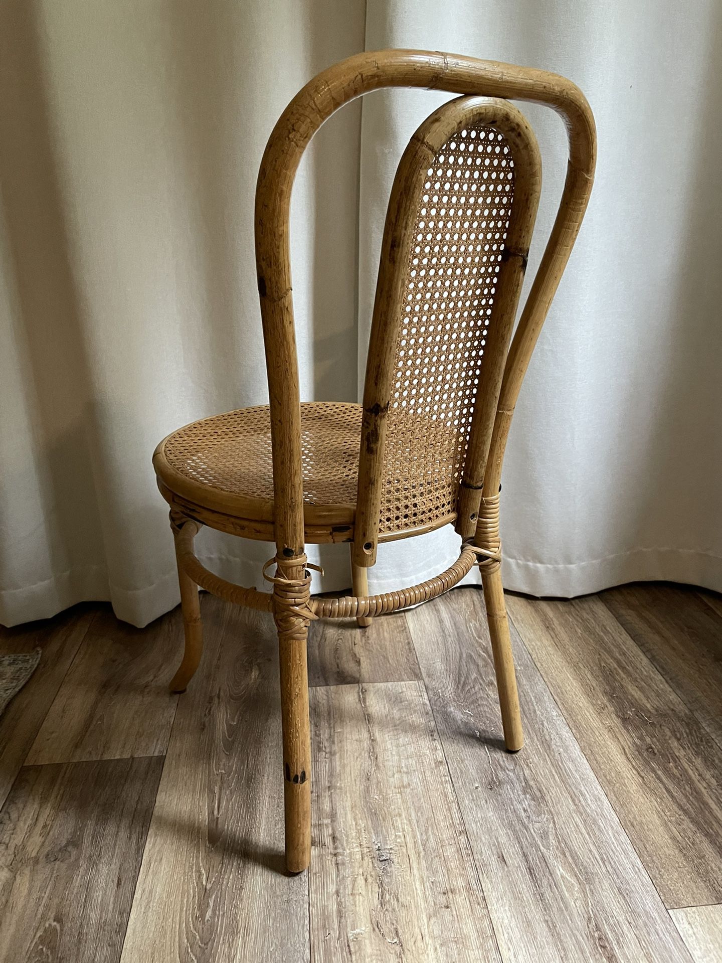 Vintage Bamboo Bentwood Chair with Cane Seat and Back