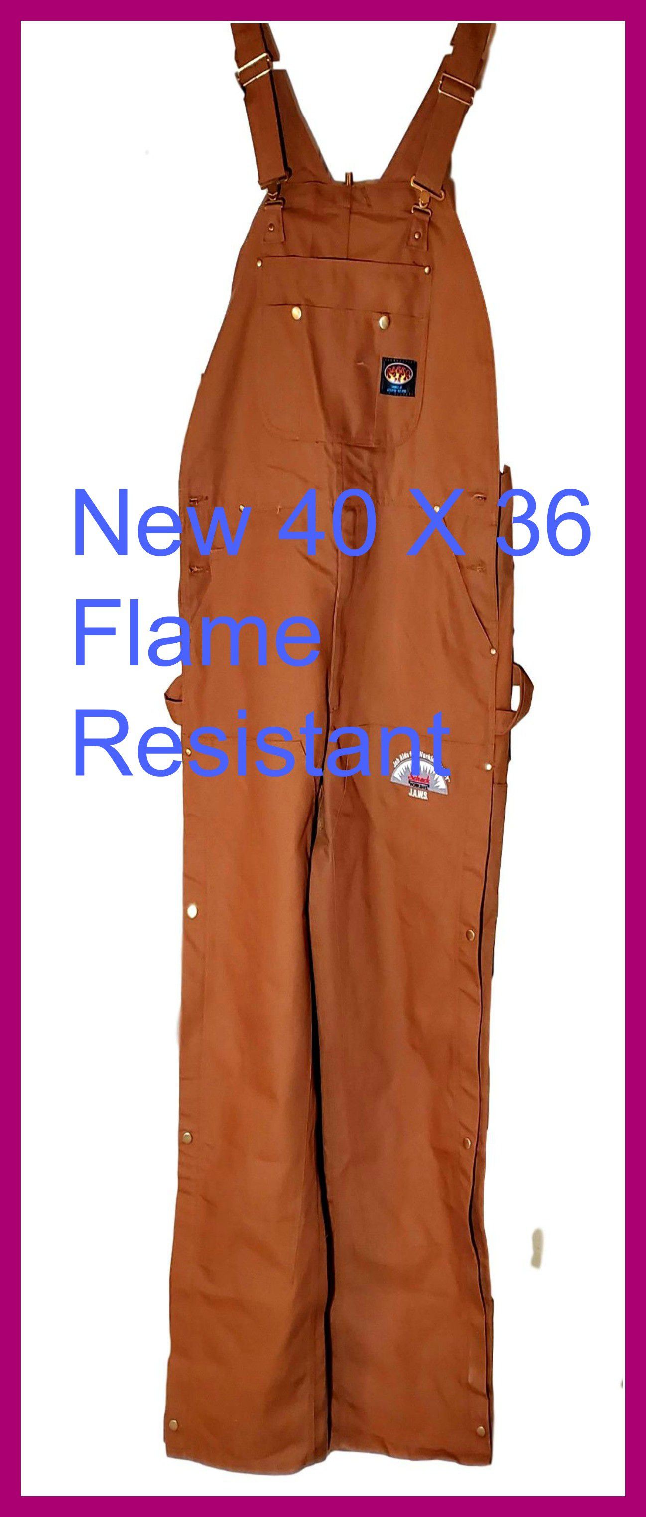Men's 40" X 36" Flame Resistant Bib Overall Rasco FR BOBF 1217 Pre Wash FR 10 Oz. Brown Duck ASTM 70e