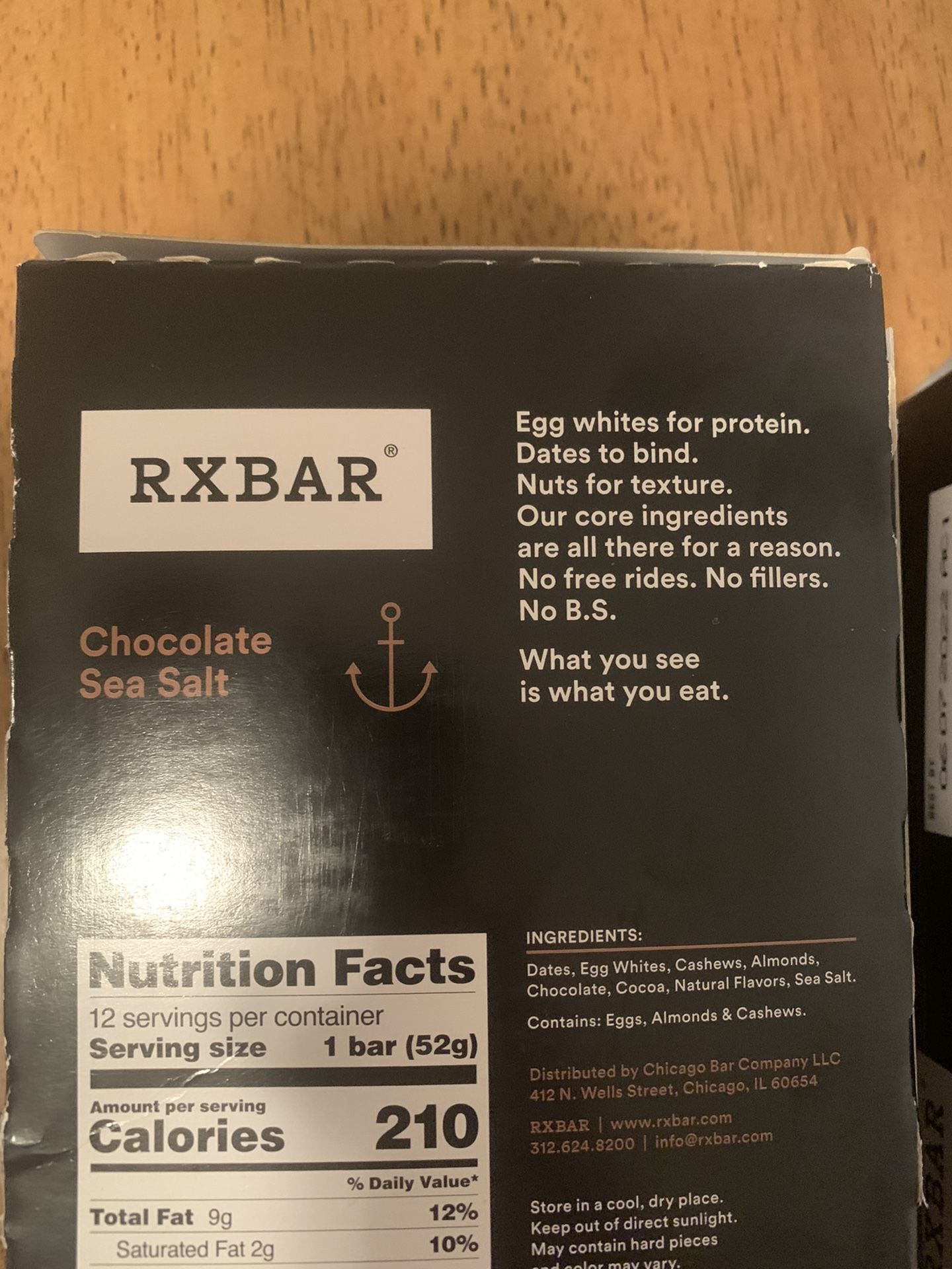 RXBar 12g Protein Bar, Chocolate Sea Salt, 24 Bars, EXP: 06/07/22