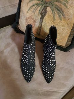 BLACK BOOTIES WITH SILVER SEQUINS-BRAND NEW Thumbnail