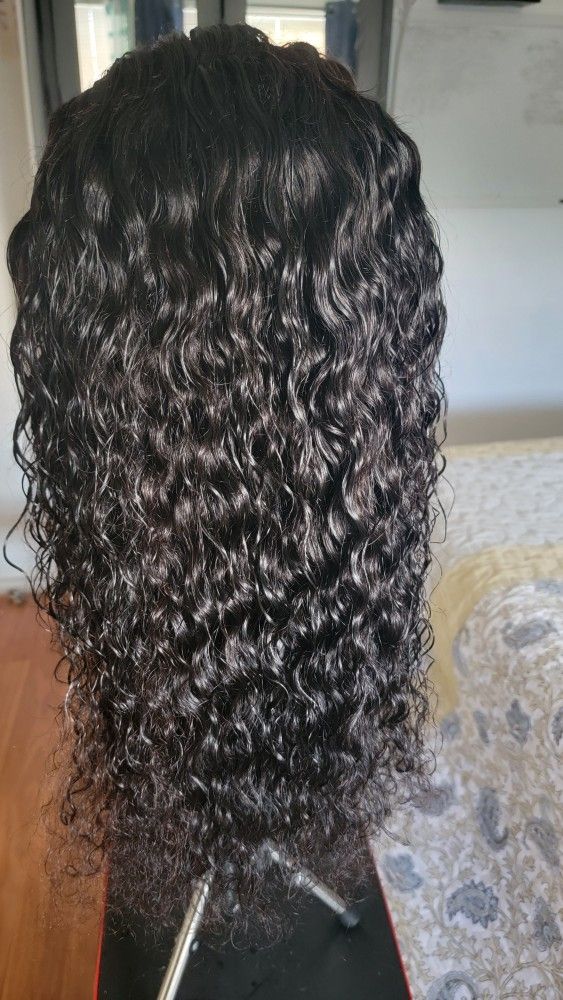 24in Human Hair Curly Lace Frontal Wig 200% Density Bleached Knots And Preplucked 13*4