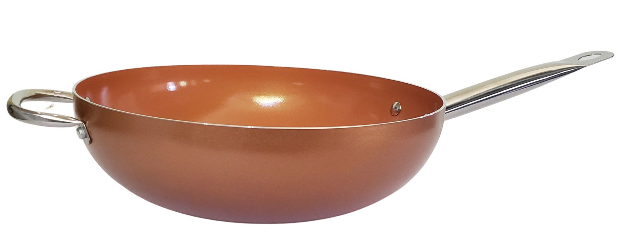 Nonstick Ceramic Copper 12 Inch Wok and Stir Fry Pans with Lid