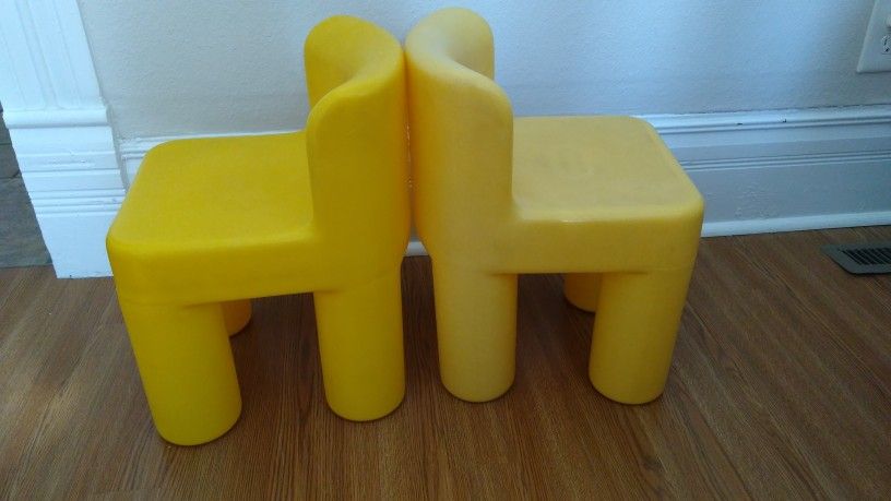 Little Tikes Vintage Yellow Chunky Chairs Pair