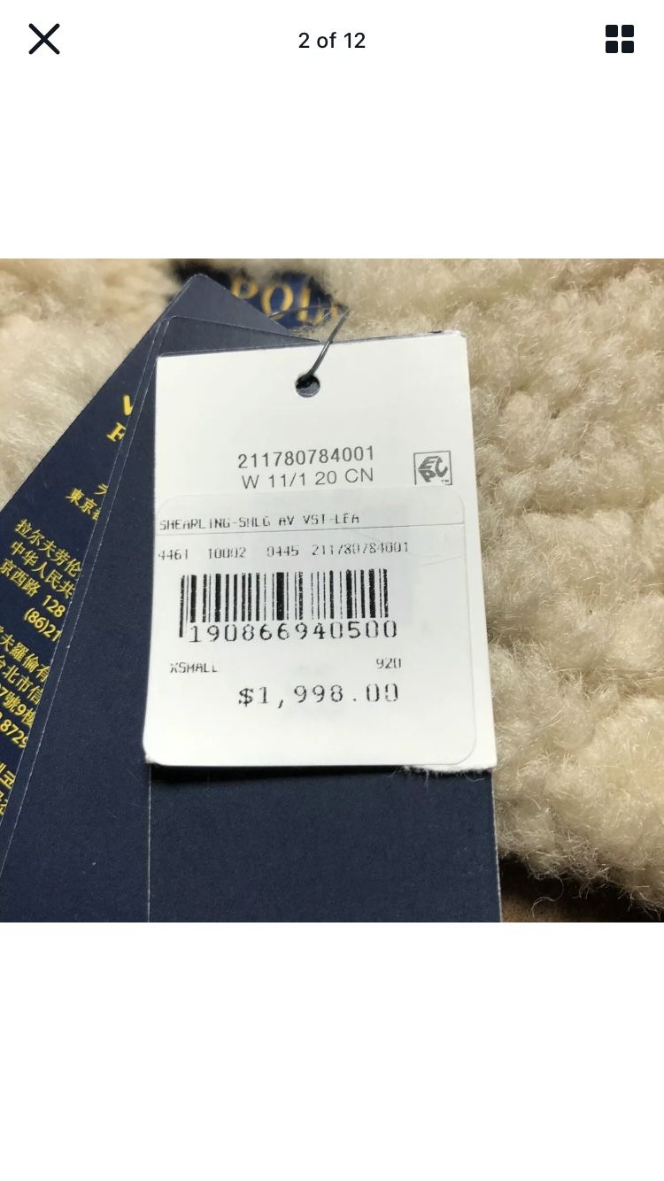 Polo 🐎 Ralph Lauren 🇺🇸 Fur & Leather Vest Sz Medium